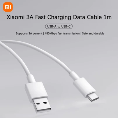  Original Xiaomi 3A Type-A To Type-C Data Cable 3.3 Feet - Suitable For 120W/67W/45W/33W Fast Charging, High-Speed Data Transmission, And Dual-Function Charging And Data Transmission. Compatible With Xiaomi/Redmi/POCO, OnePlus And Android Devices.