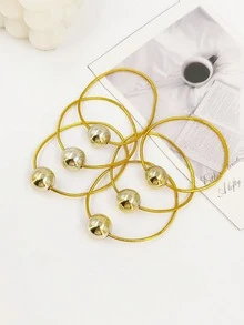 6个装女士简约百搭金银色球形发圈，高弹力发带，适用于丸子头、马尾辫，不伤发。 - 銀色 - 查看 14