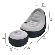 Crystals Deluxe Inflatable Sofa Lounger With Ottoman – Gaming Chair & Foot Stool Air Seat - Inflatable Sofa - View 2