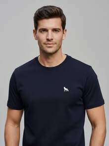 KIT OF 3 ACOSTAMENTO MEN'S COTTON T-SHIRTS, LOBO CASUAL SUMMER FASHION UNISEX SHORT SLEEVE - ĐEN - XANH DƯƠNG - BEIGE - Xem 6