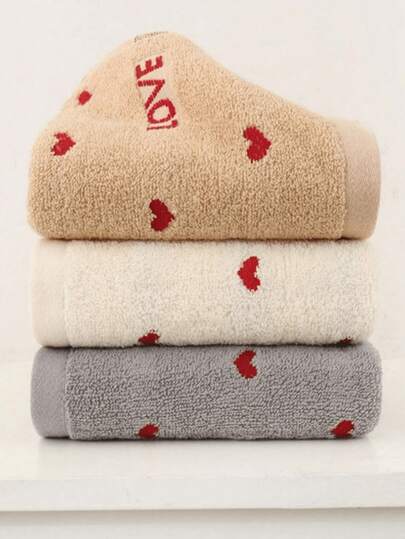 2 piezas Toallas de cocina/baño con diseño en forma de corazón - Material de poliéster suave y absorbente, adecuado para decoración del hogar, bodas, aniversarios, regalos del Día de San Valentín, toallas decorativas, toallas gruesas con tema de corazón. Toallas decorativas con forma de corazón, adecuadas para lavarse la cara, suaves y muy absorbentes (estilo aleatorio)
