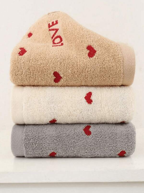 2 piezas Toallas de cocina/baño con diseño en forma de corazón - Material de poliéster suave y absorbente, adecuado para decoración del hogar, bodas, aniversarios, regalos del Día de San Valentín, toallas decorativas, toallas gruesas con tema de corazón. Toallas decorativas con forma de corazón, adecuadas para lavarse la cara, suaves y muy absorbentes (estilo aleatorio)