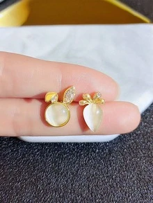 1 par de pendientes de lujo con diseño de conejo zanahoria, versátiles para que las mujeres los usen a diario y en festivales - Conejo zanahoria - Ver 2