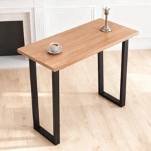 AINPECCA Bar Table Breakfast Counter Table With Effect Top Metal Legs Industrial Style Coffee Kitchen - Oak - View 5