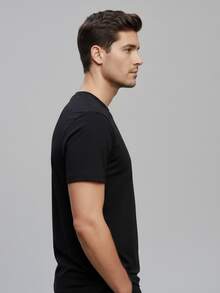 KIT OF 3 ACOSTAMENTO MEN'S COTTON T-SHIRTS, LOBO CASUAL SUMMER FASHION UNISEX SHORT SLEEVE - ĐEN - XANH DƯƠNG - BEIGE - Xem 3
