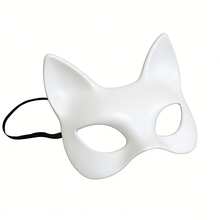 1PC Halloween Carnival Mustic Festival Easter Party Costume DIY White PU Leather Cat Cosplay Masks - White - View 7