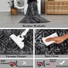 1pc Vintage-Style Geometric Pattern Decorative Rug/Mat, Faux Wool Fabric, Low Pile, Soft & Foldable, Machine Washable, Suitable For Living Room, Bedroom, Study, All Seasons, Pet-Friendly - Black - View 9