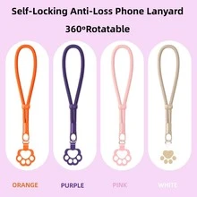 Cat Element Silicone 360° Rotatable Phone Lanyard With Cat Lock Adjustable Anti-Lost Soft Phone Wrist Strap Birthday Gift Spring - Purple - View 5