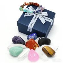 7pcs Wooden Box Set Of 7 Chakra Crystals & Healing Stones, Spiritual Meditation Gemstone Kit, Beginner Witchcraft Supplies, Raw Stone Gift - Multicolor - View 3