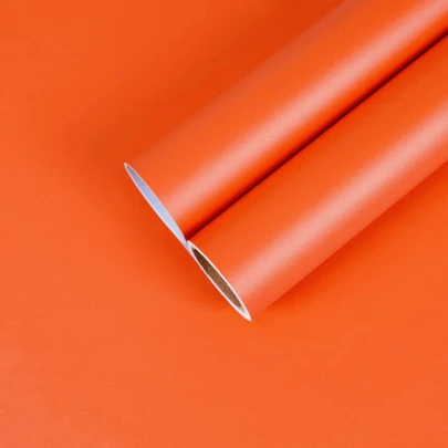 1 Roll Orange Self-Adhesive Wallpaper, Vinyl Material, Removable And Reusable, Suitable For Living Room, Bedroom, Kitchen, Hotel, TV Background Wall, Home Decor, Wall Sticker, Countertop, Cabinet, Furniture Renewal, DIY Removable Wallpaper, Size 40cm*1000/500/100cm