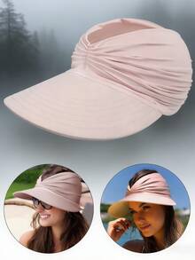 1pc Women's Wide Brim Sun Hat, UPF 50+ UV Protection, Foldable Summer Beach/Golf Sun Visor - A - View 11