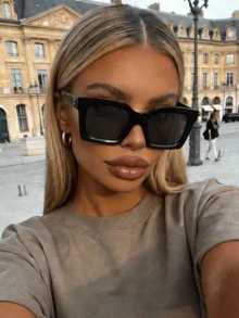 2 Pairs Women's Plastic Large Frame Bohemian Fashion Glasses Set, Suitable For Daily Use, Accessories - Black White Leopard Print - View 3