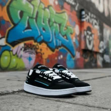 Unisex Reflective All-Black Coil Sneakers, Lightweight And Comfortable. - 黑色/黑色 - 查看 3