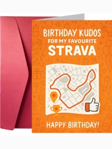 1张Strava主题生日贺卡（含信封） - 健身应用主题，生日祝福，跑步、骑行、游泳、健身房 - 送给Strava用户、健身爱好者和成年人的完美礼物 - 生日派对装饰，生日贺卡 - 多色 - 查看 1