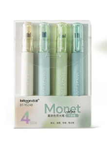 一套4支软触感荧光凝胶笔，粉色，水性，圆头，适用于零散用品、书写、涂改、笔记本、素描等，返校必备 - E - 查看 12
