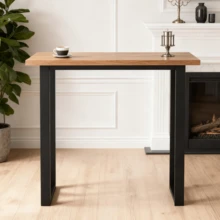 AINPECCA Bar Table Breakfast Counter Table With Effect Top Metal Legs Industrial Style Coffee Kitchen - Oak - View 4