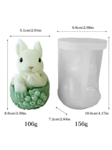 3D复活节主题复活节彩蛋蜡烛模具，浮雕兔子图案硅胶模具，可爱卡通复活节彩蛋DIY蜡烛石膏装饰，柔软耐用无异味蜡烛制作模具，适合家居装饰，复活节 - A - 查看 9
