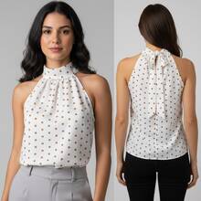 Elegant Women's Polka Dot Tank Top - 波點/棕色 - 查看 4