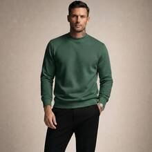 Crew Neck Sweatshirt, Versatile Winter Sweater, Premium Outerwear For Maximum Comfort. - 藏蓝色 - 查看 6