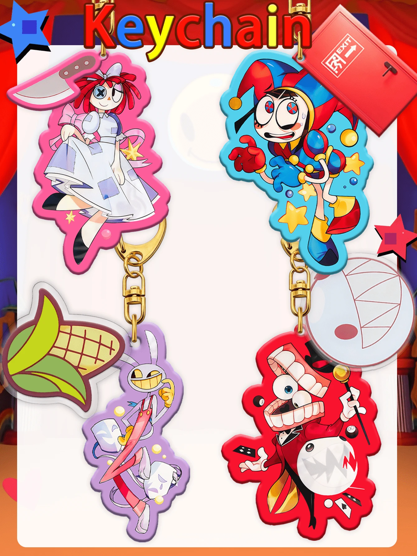 Llavero TADC, pegatinas del Circo Digital, mercancía para fans del anime, llaveros de Ragatha, Jax, Zooble, Kinger, Gangle, llaveros de dibujos animados y anime, llaveros coleccionables, adornos para bolsos, accesorios para autos, regalos para fiestas y cumpleaños - Multicolor - Ver 1