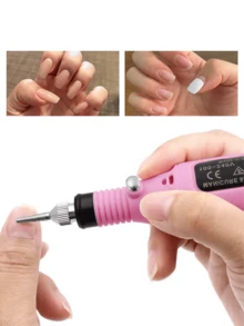 粉色电动指甲磨甲器 - 多功能美甲护理工具，配备多种磨头，USB供电，适合家庭使用和美甲 - 彩色 - 查看 5