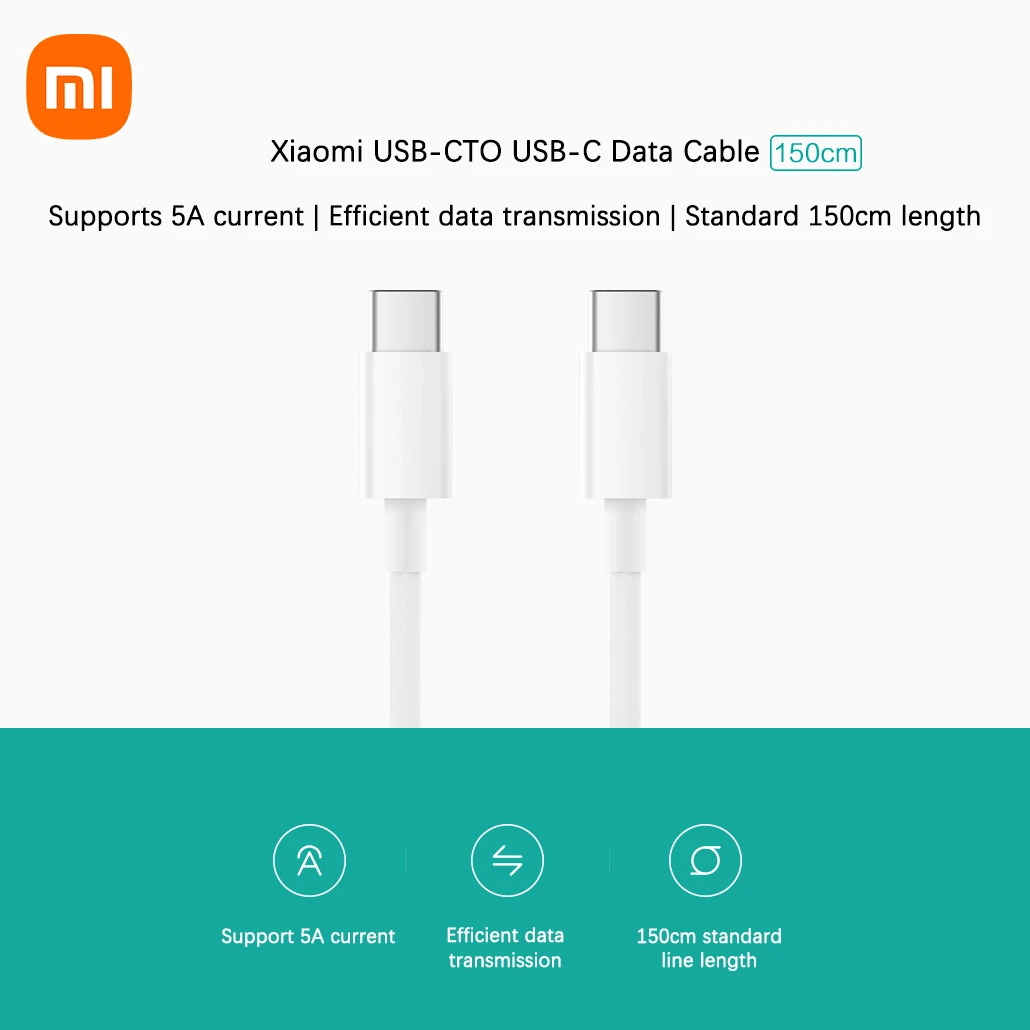 Xiaomi 小米原装Type-C转Type-C数据线，1.5米 - 支持120W/67W/45W/33W快充，高速数据传输，充电/数据传输双功能。兼容小米/红米/POCO、一加及安卓设备。 - 白色 - 查看 1