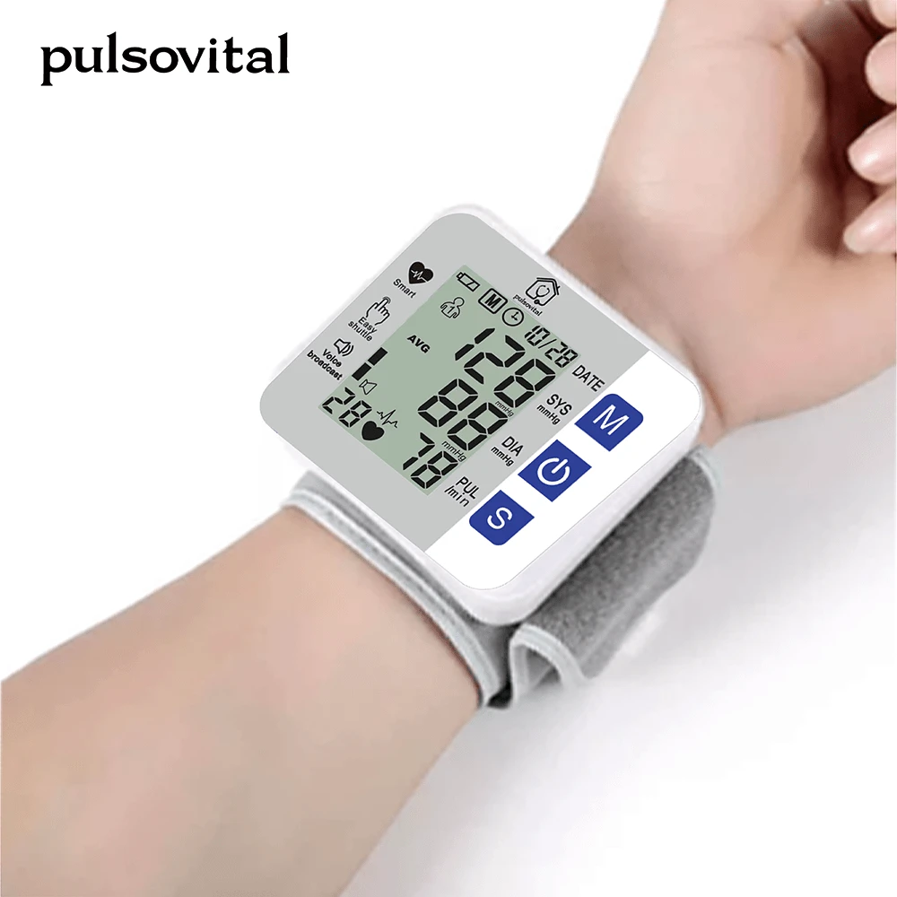 Pulsovital & Blood Pressure Monitor: Digital Arm and Wrist Sphygmomanometer (XL Cuff 16.54") | Superior Accuracy, Large LED/LCD Display, Fast Reading in 60 Seconds | Smart Features: Transmission Pressure Detection, Arrhythmias, and Hypertension Alert | 2 Operation Modes, USB/Battery Powered | Ample Memory (120/2x99 Data) | Voice Alert, Ideal for Home Use & Perfect Gift for Mother's Day/Father's Day - ALPES-GRIS - Ver 1
