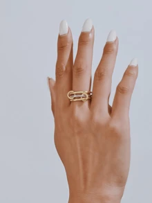 1 chiếc nhẫn xoay may mắn bằng thép không gỉ mạ vàng 18K nhiều lớp dành cho nữ, phong cách Boho, trang sức vàng, trang sức thép không gỉ, nhẫn vàng dày, quà tặng thanh lịch - Nhiều màu - Xem 3
