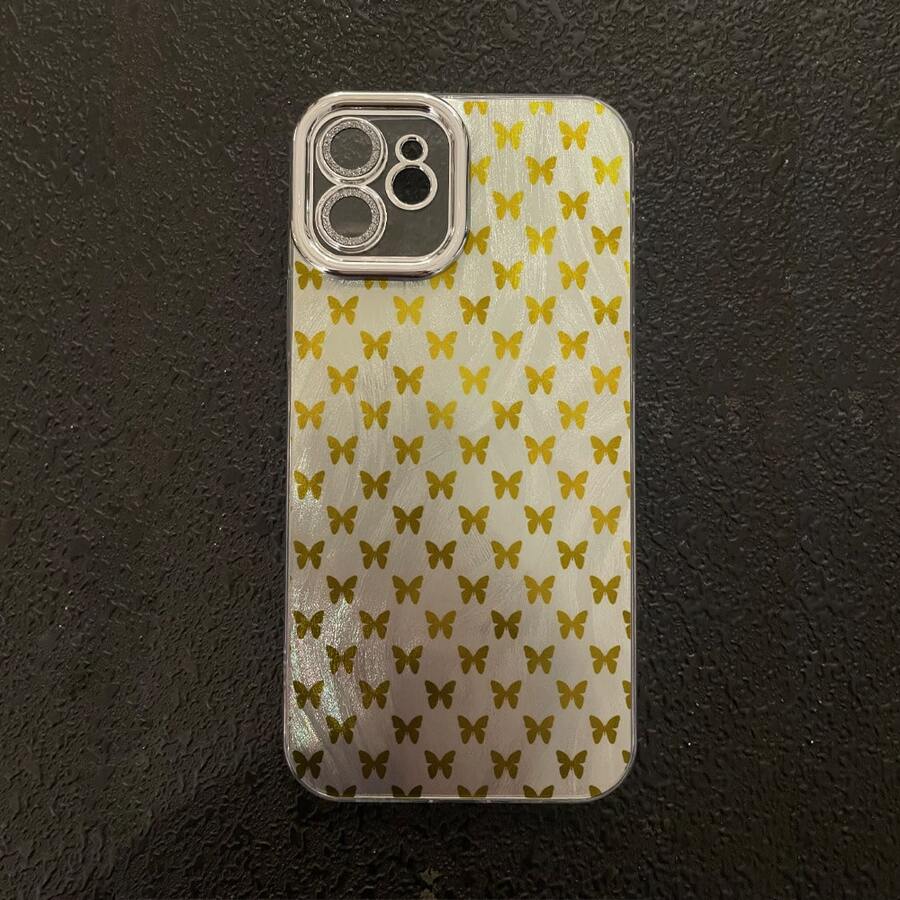 Funda de teléfono a la moda - Textura de satén plumoso Compatible con todos los modelos de teléfonos inteligentes Apple El regalo perfecto para ella, una opción ideal para San Valentín - Plateado - Ver 1