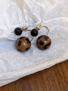 1 Pair Faux Pearl Earrings Suitable For Daily Wear, Resin Acrylic CCB Leopard Print Earrings - Multicolor - View 2