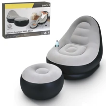 Crystals Deluxe Inflatable Sofa Lounger With Ottoman – Gaming Chair & Foot Stool Air Seat - Inflatable Sofa - View 1