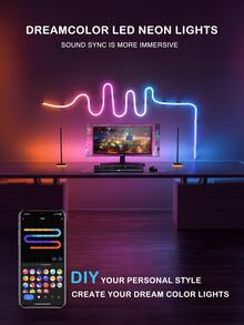 LED Strip Lights Neon Rope Light With Smart APP To Customize RGBIC Dreamcolors. Flexible Neon Light Strips Sync With Music For Bedroom And Party Atmosphere. - View 5