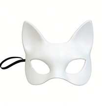 1PC Halloween Carnival Mustic Festival Easter Party Costume DIY White PU Leather Cat Cosplay Masks - White - View 10