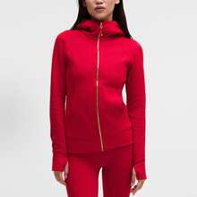 Lululemon Women's Scuba Full-Zip Hoodie Classic Hooded Jacket Fit Track Jacket Full Zip Outerwear Breathable Warm Athletic Sweatshirt With Thumbholes - 紅色 - 查看 2
