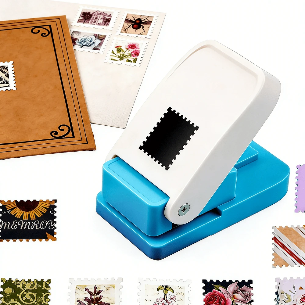 New Stamp Frame DIY Hole Punch Tool, Stamp Shaped Craft Hole Punch, Round Hole Punch, Serrated Hole Punch, Embossing Tool - Multicolor - View 1