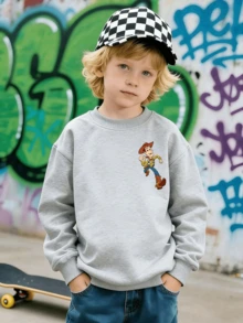Disney Woody Toy Story Print, Soft Boys' Hoodie, Suitable For Daily Leisure, Family Outings And Other Occasions. - 灰色 - 查看 2