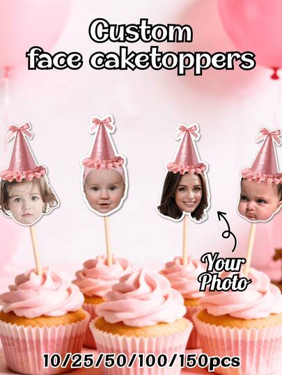 Toppers Personalizados de Cupcake com Foto, Decorações Personalizadas de Cupcake para Festa de Aniversário, Decorações de Festa de Casamento com Foto, Decorações para Donuts, Bolos e Muffins, Decorações Impressas, Decorações de Festa, Decorações de Festa de Aniversário, Decorações Editáveis, Decorações com Foto, Presentes de Aniversário, Presentes do Dia dos Namorados