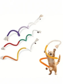 3pcs Cat Chewing Rope Toys, Christmas, Dental Care Sisal Rope Toys, Teeth - Multicolor - View 7