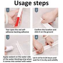 1m/2m Self-Adhesive Waterproof Sealing Strip, Suitable For Kitchen And Shower Room Entrance, Flexible Waterproof Silicone Sealing Strip - Multicolor - View 5