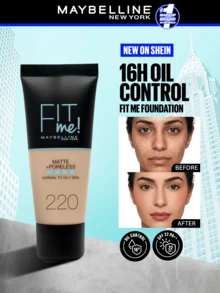 Fit Me 哑光无孔粉底液，220 自然米色，1 盎司/30 毫升，适合中性至油性皮肤，无油，持久妆容，粉底液，无油粉底液，哑光，1 盎司/30 毫升 - 哑光，粉底液，持久，无油，妆前乳，护肤，夏季彩妆 - 自然米色 - 查看 1