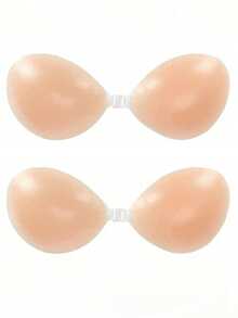 1/2 Pairs Women's Solid Color Silicone Adhesive Bra, Push-Up Nipple Covers With Thin Padding, Suitable For Daily Wear - Multicolor - View 14