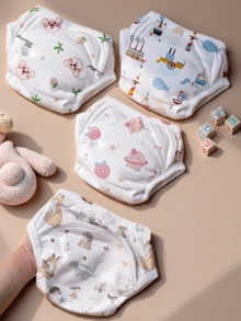 4 buc pantaloni de antrenament pentru bebeluși cu talie elastică înaltă - reutilizabili, pentru toate anotimpurile, culori mixte, accesorii pentru antrenamentul la olită - Multicolor - Vizualizare 2