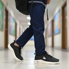 Comfortable, Lightweight, Soft, Non-Slip Children's School Sneakers. - Black/White - View 2