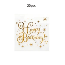 10件/20件白色和金色生日派对餐具套装，包括一次性餐盘、甜点盘、纸杯和餐巾纸，适合庆祝生日和节日。 - 多色 - 查看 10