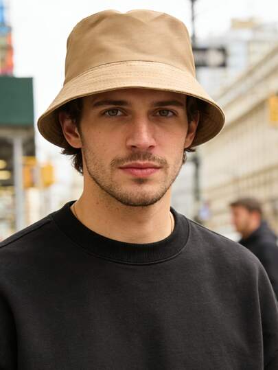 1 Pair Reversible Solid Color Bucket Hat, Windproof, UV Protection, 3D Design, Foldable, Fashion Versatile, Elegant Style, Soft & Comfortable, Breathable, Multi-Functional, Flattering, Suitable For Beach, Outdoor, Travel, Hiking, Cycling, Dates, And Various Occasions