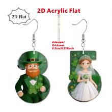 St. Patrick's Day Clover Earrings – 2D Acrylic Green Shamrock Design, Lucky Festival Gifts For Women - Multicolor - View 13