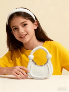 儿童新款新月手提包，时尚迷你包，适合小女孩，可作化妆包、零钱包、个性化精致小包、节日礼物、公主风休闲包，金色、银色、黑色、白色、粉色可选，可爱小包 - 彩色 - 查看 12