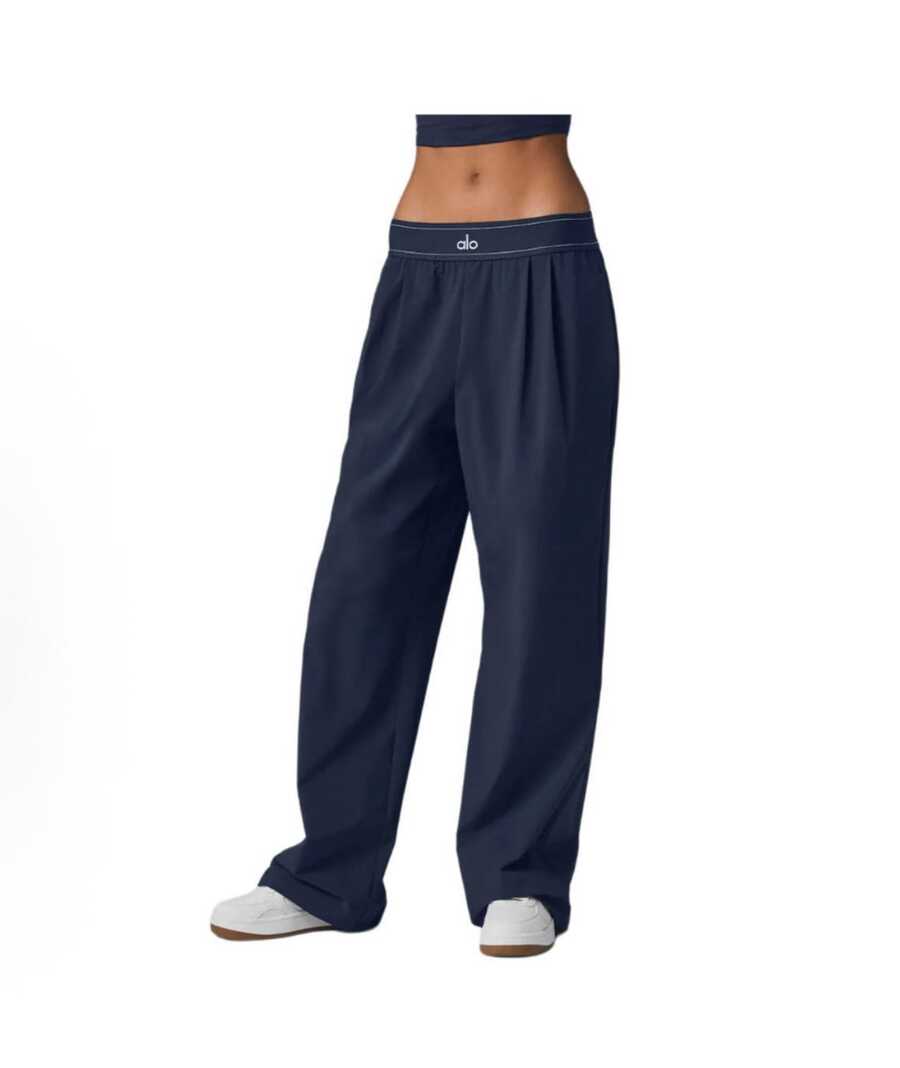 Alo Yoga Women's Suit Up Trouser | Premium High-Waist Relaxed Straight-Leg Pants | Luxury Soft Stretch Performance Trousers | Wide-Leg Athletic Leisure Slacks | Celebrity Style Urban Workout Apparel | Breathable Lightweight Formal-To-Gym Pants - Royal Blue - View 1