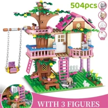 504pcs Dream Cit Fantasy City Friendship Tree House Castle Swing Building Block Street Scene Series House Building Block Model Assembly Toy Gift - Mint Green - View 11