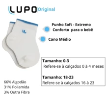 LUPO Kit 03 Pairs Of Baby Socks Mid-Calf Lupo Baby Toddler Boy And Girl RN 02165-089 - 白色和藍色 - 查看 6